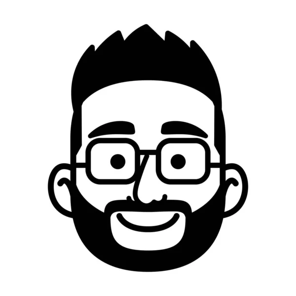 Isolated monochrome avatar of a man with beard — Stock Vector