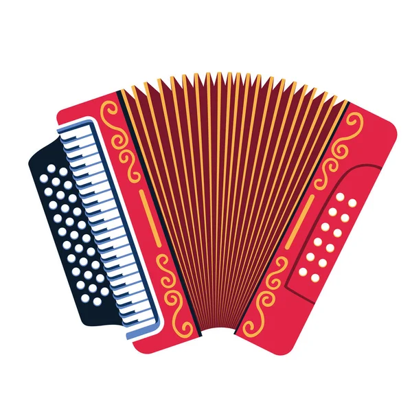 Izolowany Akordeon Tradycyjny Kolumbijski Instrument Muzyczny Ilustracja Wektora — Wektor stockowy