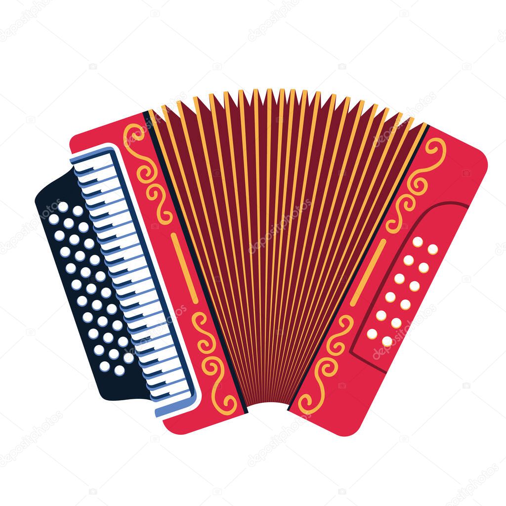 Isolated accordion Traditional colombian musical instrument Vector illustration