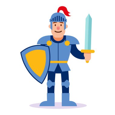 İzole edilmiş mutlu ortaçağ şövalyesi Vector çizgi filmi.