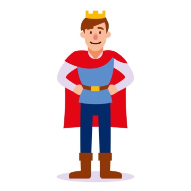 Soyutlanmış yakışıklı ortaçağ kraliyet prensi Vector çizgi filmi.