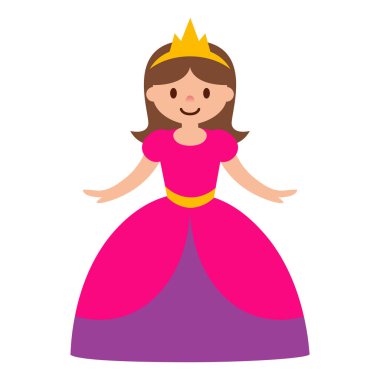 İzole edilmiş şirin ortaçağ prensesi çizgi film karakteri Vektör