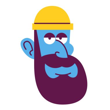 Isolated blue Man face cape hair comic people vector Illustration