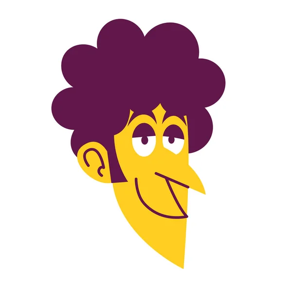 Изолированный Желтый Человек Лицо Кудрявые Волосы Комик Людей Вектор Иллюстрации — стоковый вектор