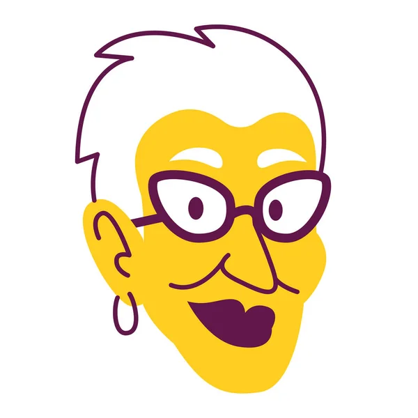 Isolated Yellow Woman Face Old Hair Comic People Vector Illustration —  Vetores de Stock