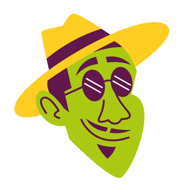 Isolated Green Man Face Hat Comic People Vector Illustration — Archivo Imágenes Vectoriales