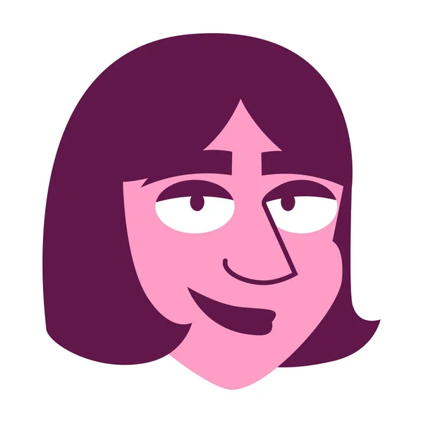 Изолированное Розовое Лицо Женщины Короткие Волосы Комические Люди Вектор Иллюстрации — стоковый вектор