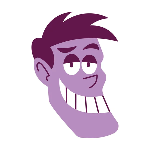 Изолированный Фиолетовый Человек Лицо Короткие Волосы Комические Люди Вектор Иллюстрации — стоковый вектор
