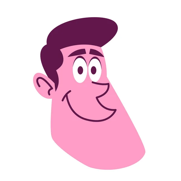 Изолированное Розовое Лицо Мужчина Короткие Волосы Комические Люди Вектор Иллюстрации — стоковый вектор