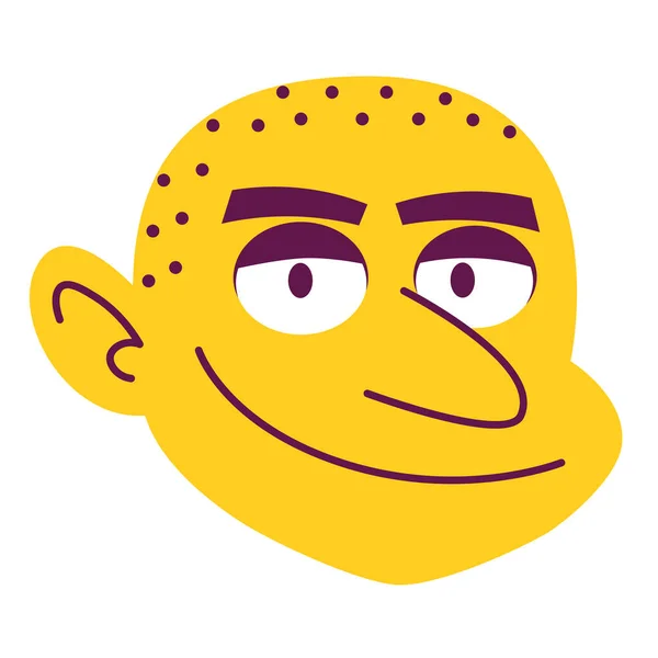 Isolated Yellow Man Face Calve Hair Comic People Vector Illustration — Stok Vektör