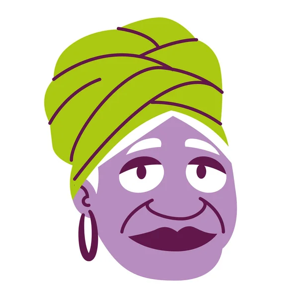 Απομονωμένη Γυναίκα Καπέλο Πρόσωπο Παλιά Μαλλιά Κόμικ Άνθρωποι Διάνυσμα Εικονογράφηση — Διανυσματικό Αρχείο