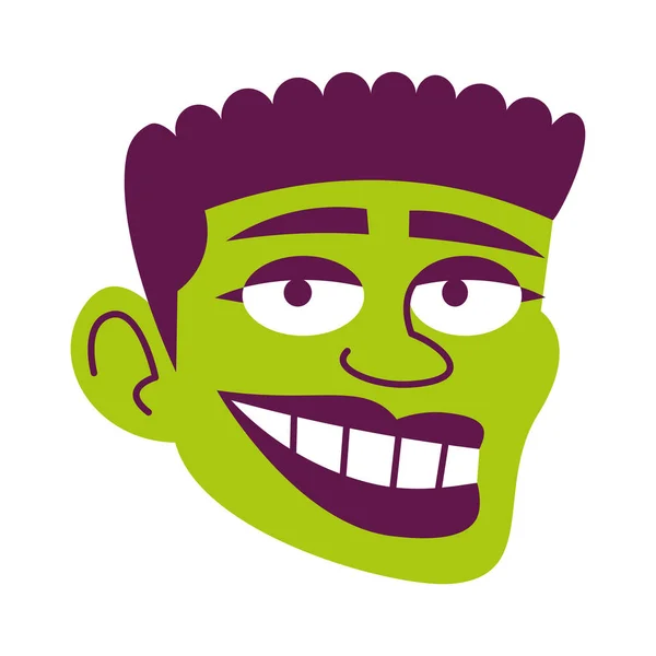 Изолированный Зеленый Человек Лицо Вьющиеся Волосы Большие Губы Комические Люди — стоковый вектор