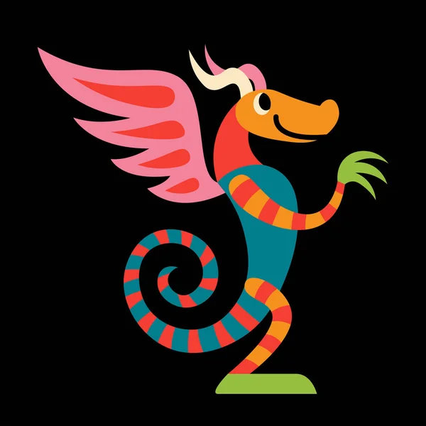 Isolated Happy Alebrije Cartoon Dragon Vector Illustration — Stockový vektor