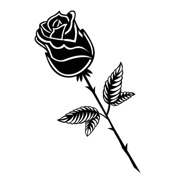 Isolated Rose Medium Small Phases Black Draw Vector Illustration — Image vectorielle