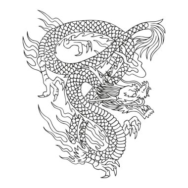 Isolated draw chinesse dragon zodiac vector illustration