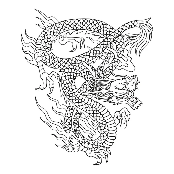 Isolated Draw Chinesse Dragon Zodiac Vector Illustration — Vettoriale Stock
