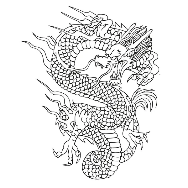 Isolated Draw Chinesse Dragon Zodiac Vector Illustration — Vettoriale Stock