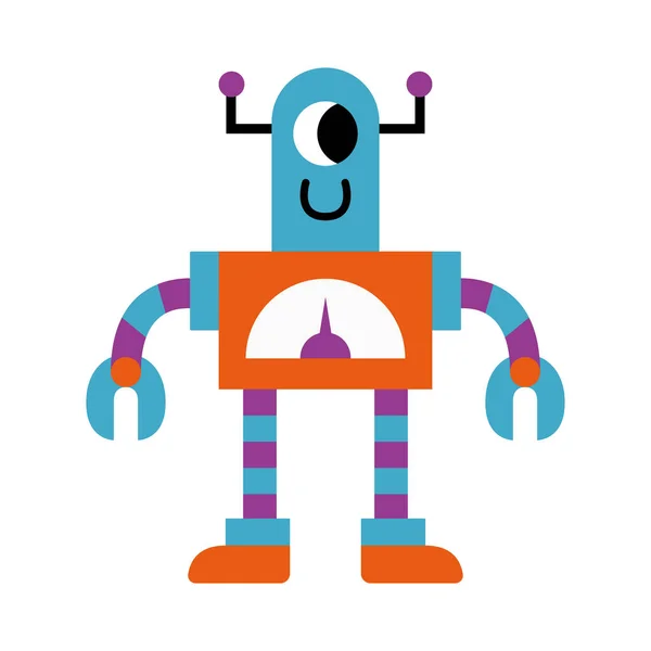 Isolated Cute Robot Toy Icon Cartoon Vector Illustration — Stok Vektör
