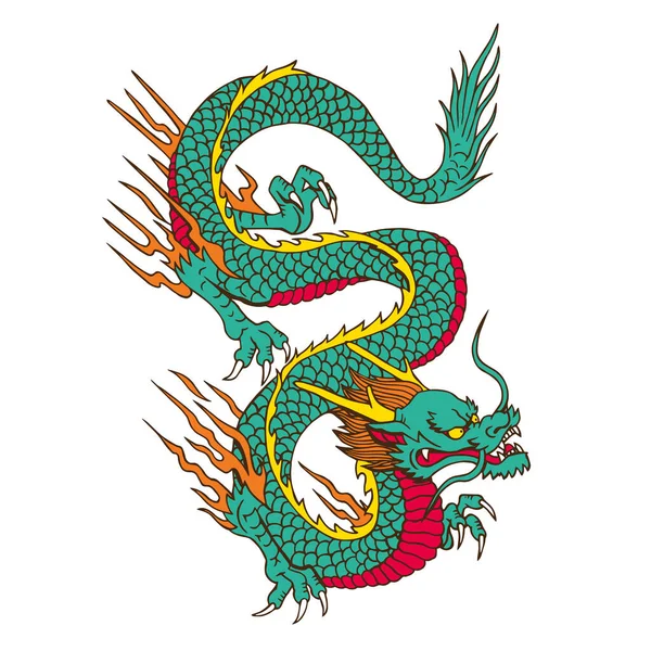 Изолированный Зеленый Вниз Chinesse Дракона Зодиака Векторной Иллюстрации Лицензионные Стоковые Векторы