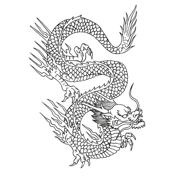 Isolated Draw Left Chinesse Dragon Zodiac Vector Illustration ストックイラスト