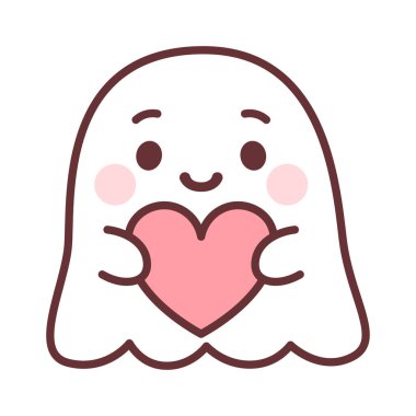 Isolated cute ghost with a heart Vector illustration