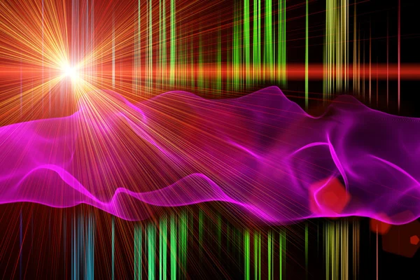 Tecnologia futuristica onda disegno di sfondo con luci — Foto Stock
