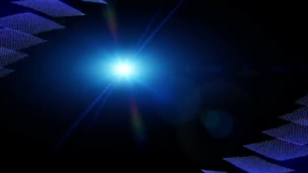 Animación de vídeo futurista con movimiento de la raya de partículas objeto y luces, bucle — Vídeo de stock