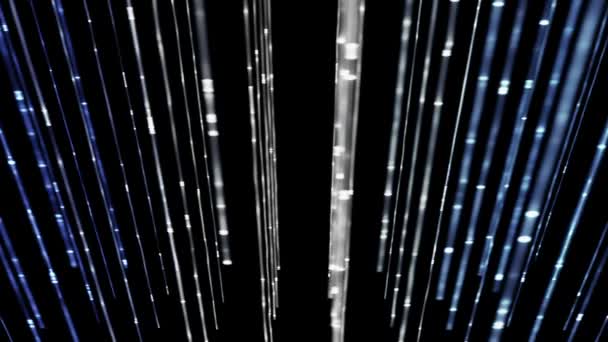 Futurystyczny animacji wideo z poruszających się cząstek pasek obiektu i światła, pętla — Wideo stockowe