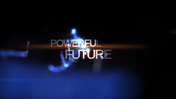 Fantastic technology light video animation with words POWERFUL FUTURE, loop HD 1080p — Stock Video