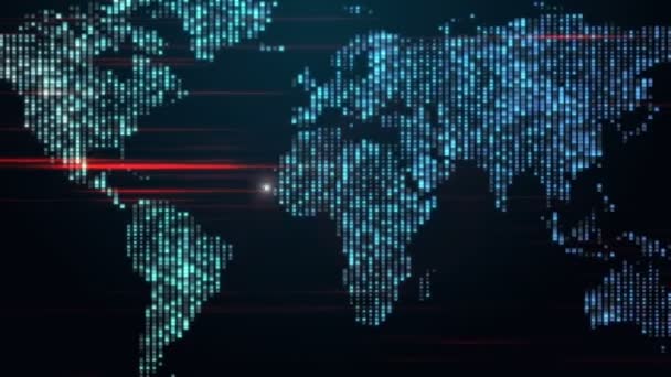 Mapa technologií s kontinenty a světla, smyčka hd 1080p — Stock video