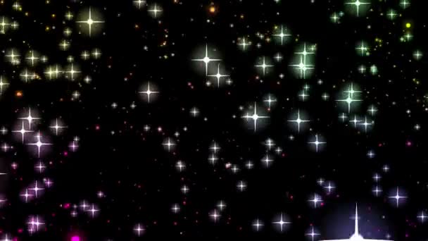 Magnifique animation vidéo de Noël avec des étoiles et des lumières en mouvement, boucle HD 1080p 