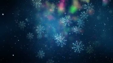 kar taneleri ve ışıklar, hareketli harika yılbaşı video animasyon döngüsü hd 1080p