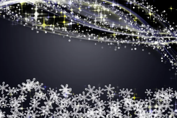 Fantastico design delle onde di Natale con fiocchi di neve e stelle incandescenti — Foto Stock