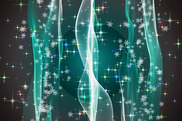 Fantastisk jul våg design med snöflingor och glödande stjärnor — Stockfoto