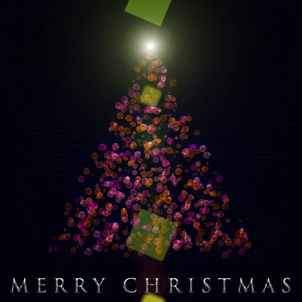 Prachtige Kerstboom ontwerp illustratie met verlichting — Stockfoto