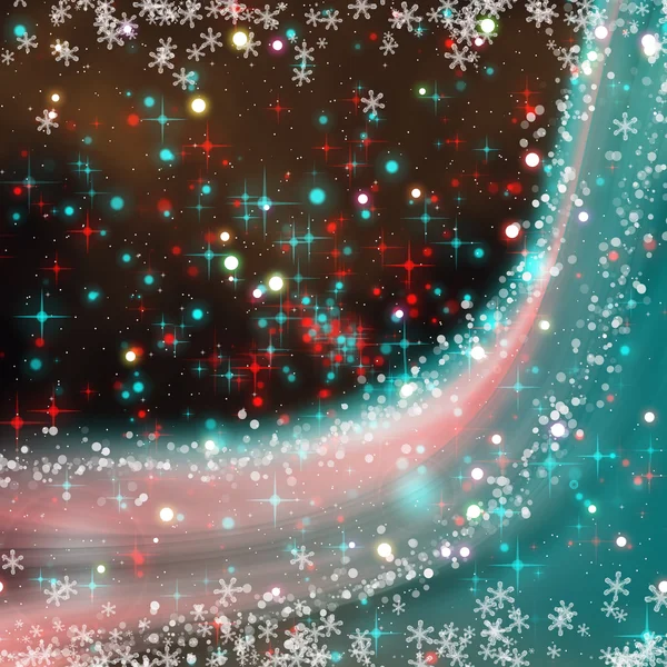 Fantástico diseño de olas de Navidad con copos de nieve y estrellas brillantes —  Fotos de Stock