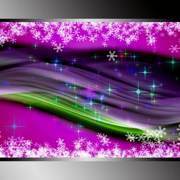 Fantastic Christmas wave design with snowflakes and glowing stars — Stock Photo, Image