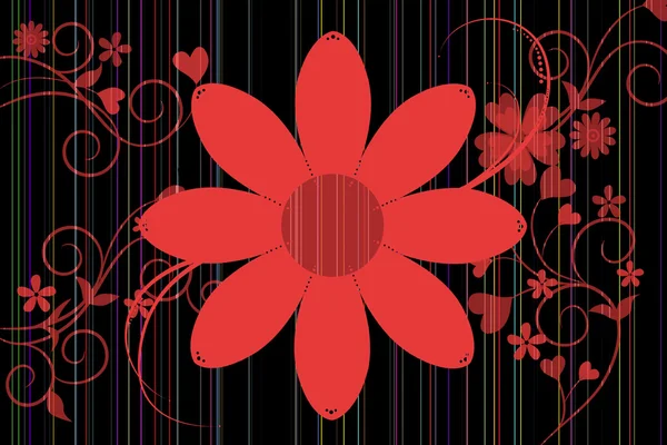 Beautiful illustrated flower design with background pattern — Stock Photo, Image