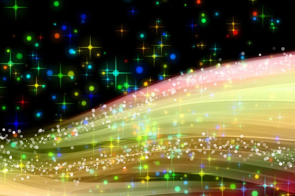 用雪花和闪亮的星星设计的奇异的圣诞海浪 — 图库照片