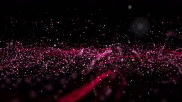 Powerful Video Animation Wave Object Glitter Particles Slow Motion 4096X2304 — Stock Video