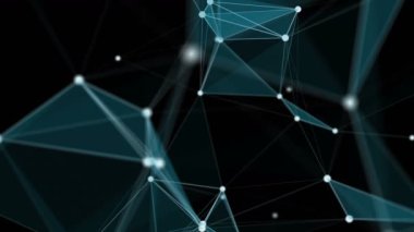 Yavaş çekimde parıldayan üçgenlerle gelecekteki pleksus video animasyonu, 4096x2304 döngüsü 4K