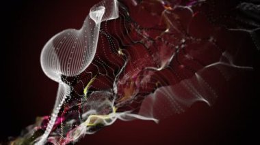 Parçacık dalgası nesnesinin ağır çekimde fantastik video animasyonu, 4096x2304 döngü 4K