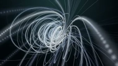 Parçacık çizgili dalga nesnesiyle gelecek video animasyonu, 4096x2304 döngü 4K