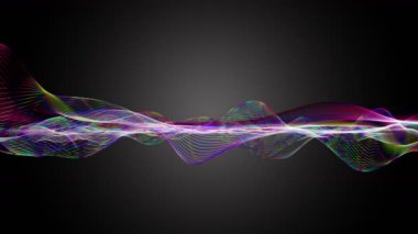 Parçacık dalga nesnesi ile fantastik video animasyonu yavaş çekim ve metin için boşluk, 4096x2304 döngü 4K