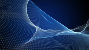 Parçacık dalga nesnesiyle gelecek video animasyonu yavaş çekimde, 4096x2304 döngü 4K