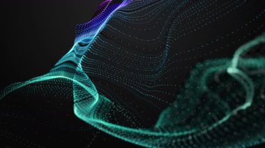 Parçacık dalga nesnesiyle gelecek video animasyonu yavaş çekimde, 4096x2304 döngü 4K