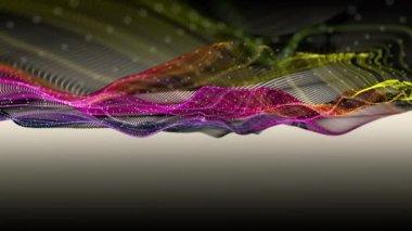 Parçacık dalga nesnesi ile fantastik video animasyonu yavaş çekim ve metin için boşluk, 4096x2304 döngü 4K