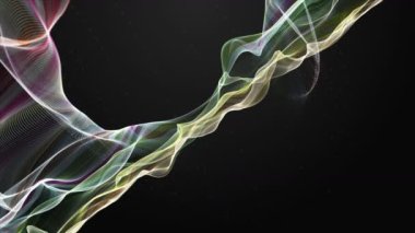 Parçacık dalgası nesnesinin ağır çekimde fantastik video animasyonu, 4096x2304 döngü 4K