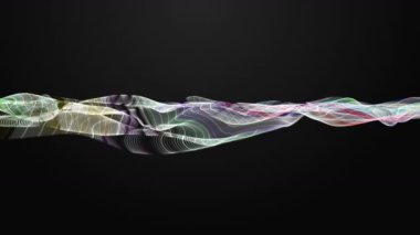 Parçacık dalga nesnesi ile fantastik video animasyonu yavaş çekim ve metin için boşluk, 4096x2304 döngü 4K