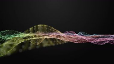 Parçacık dalga nesnesiyle gelecek video animasyonu yavaş çekimde, 4096x2304 döngü 4K